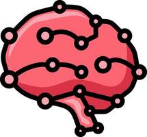 Neural Network Line in Brain Icon Head Circuit AI Tech Logo vector