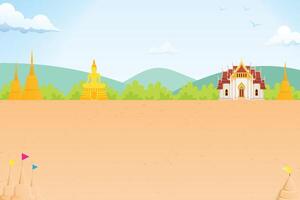 Thailand background with pagodas and mountains vector