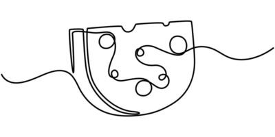 Swiss cheese in continuous one line drawing style vector