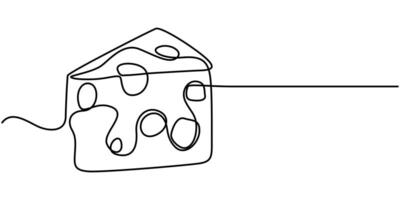 Piece of cheese with holes continuous line drawing vector