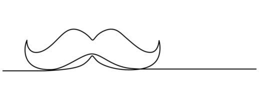 Linear background of mustache One continuous line drawing of a mustache vector