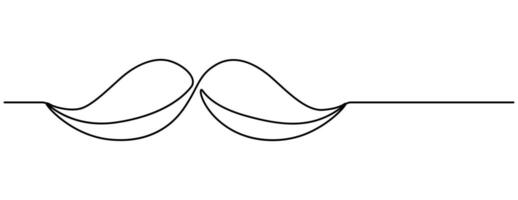 One continuous line, mustache, barber shop line art illustration with transparent background editable stroke. vector