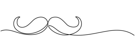 Mustache hand drawn icon illustration Single continuous line drawing old style vector