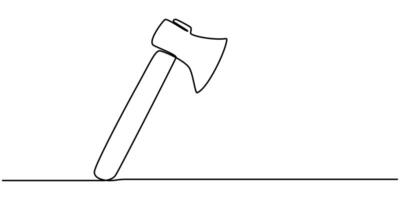 Continuous one line drawing of axe design Axe in single line draw illustration Editable stroke vector