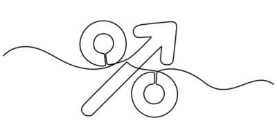 Linear percent icon isolated one continuous line drawing vector