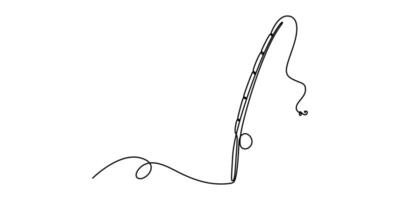 continuous one line drawing single art line sketch fishing rod vector