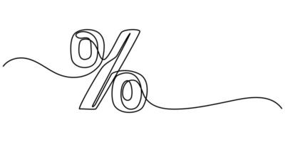 Continuous Line Drawing of Interest Rates Icon Hand Drawn Symbol Illustration vector