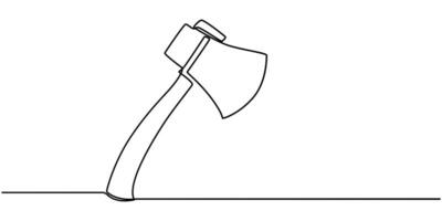 Continuous one line drawing Camp Axe Line Icon with Editable Stroke and Pixel Perfect vector