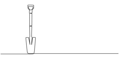 shovel continuous one line drawing vector