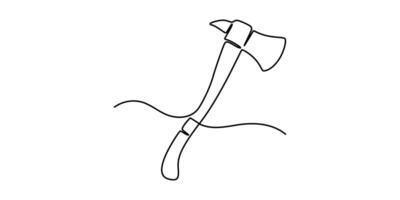 One continuous line drawing ax Single line of lumberjack concept vector
