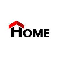 Black and red Home logo with the addition of a roof icon on the letter H vector