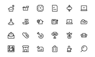 Modern Workplace Icons bundle up. Professional Icons for Office, Collaboration, Productivity, and Business Tools in Minimalist outline vector
