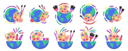 World Art Day Illustration On White Background Set vector