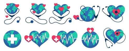 World Health Day Symbol Illustration On White Background Set vector