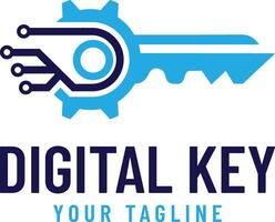 Digital Key Logo. Cybersecurity and Technology Icon. Digital Security Logo vector