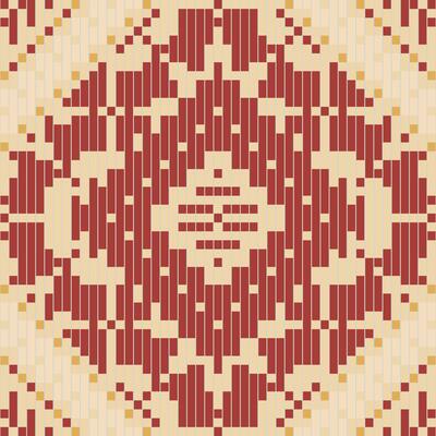 Pixel Art Abstract Ikat Pattern Designfolk Embroidery, Aztec Geometric Ornament Print. Design for Carpet, Wallpaper, Clothing, Wrapping, Fabric