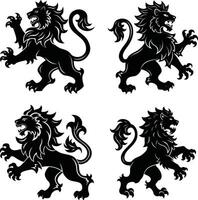Lion Artwork Jungle Silhouette Set for Creative Use vector