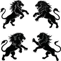 Wild Animal Lion Silhouette Set for Print Use vector