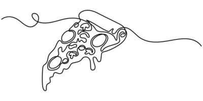 One Continuous Line Drawing of Pizza Icon. Single Line Illustration vector