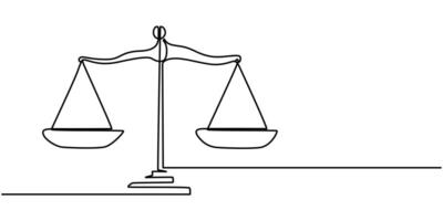 One continuous line drawing Brass Weight Scale Continuous Line Icon vector