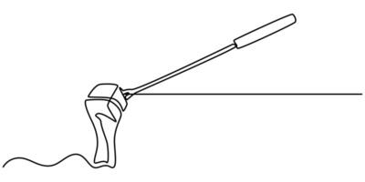 fondue Cheese,continuous One line Drawing Long fork is a tool to help eat food. vector