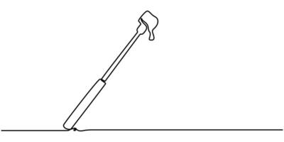 Fork cheese fondue icon, cheese fork continuous one line drawing vector