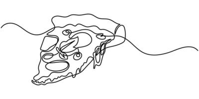 One Continuous Line Drawing of Pizza Icon vector