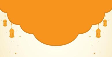 An orange background with a cloud and lanterns vector