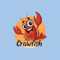 Cheerful Crawfish Cartoon Design with Playful Text and Vibrant Background vector
