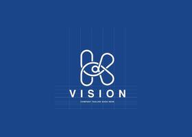 Logo Letter K and Eye Vision. Digital, visual with modern and minimalist concept. Editable file vector