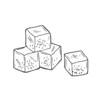 falling sugar cubes. Isolated on white background Blocks of Ice Salt or Sugar falling down. Elements for web designs illustration. Textile Prints Interior or menu design or any else. vector
