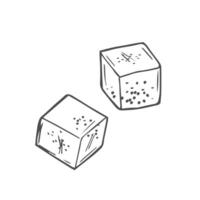 Hand drawn falling sugar cubes. Isolated on white background Blocks of Ice Salt or Sugar falling down. Elements for web designs illustration. Textile Prints Interior or menu design vector