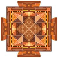 Sri yantra. Symbol of Hindu tantra formed by interlocking triangles that radiate out from the central point. Sacred geometry. Abstract illustration of mystical diagram vector
