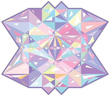 Geometric mystical pentagram. Yantra crystal sacred pattern of overlapping triangles. Mandalas Iridescent rainbow colors. Mother-of-pearl glass magic sign