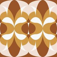 Bauhaus style brown and beige background. Seamless overlap ornament with simple curved shapes. Decorative ceramic tiles border. Graphic print template vector