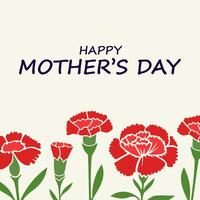 Mothers Day Card with Red Carnations and Greeting Text vector