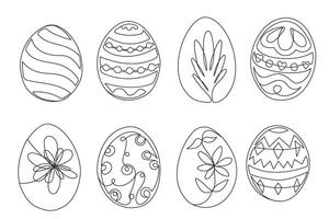 Easter eggs for Easter holidays. Isolated image of hand drawn outline on white background. vector