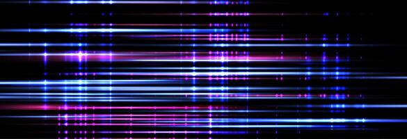 Speed rays, light neon flow, noise effect, pink and blue glow speed lines, colorful light trails. Glitch screen bg. Abstract futuristic background, illustration. vector