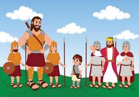 David against Goliath and the philistine army vector