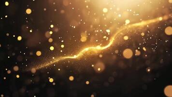 Golden Sparkle Abstract A captivating abstract composition of shimmering golden particles and light trails dancing against a dark backdrop, creating an ethereal atmosphere. video