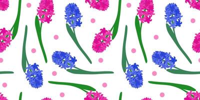 hyacinths polka dots pattern seamless design with floral ornament isolated background for web design textile wallpaper vector