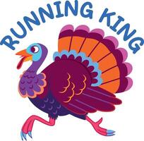 A flat style typographic sticker of running turkey vector
