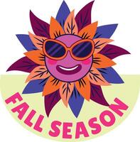 A flat style typographic sticker of fall season vector