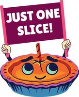 A flat style sticker of a pie with just one slice typography vector