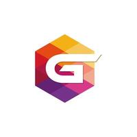 G Colorful Hexagonal Letter Logo Design with Rainbow Mosaic Pattern. G Colorful Hexagonal Letter Logo Design with Mosaic Rainbow Pattern vector