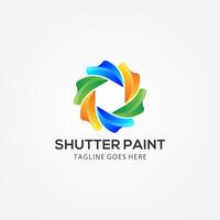 liquid camera design with three gradient basic colors are blue, orange and green. geometric modern sign. vector