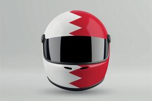 Front view of racing helmet featuring Bahrain flag colors vector