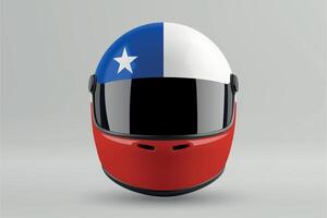 Front view of racing helmet featuring Chile flag colors vector