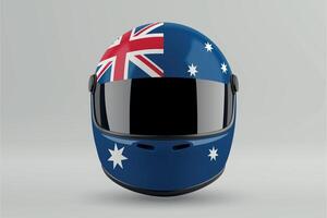 Front view of racing helmet featuring Australia flag colors vector