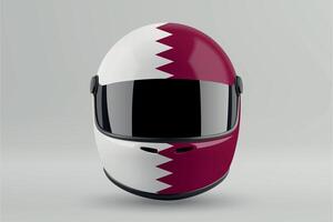 Front view of racing helmet featuring Qatar flag colors vector